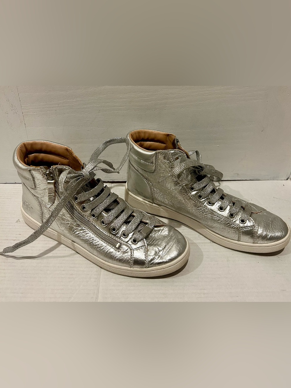 UGG Silver Metallic High-Top Sneakers